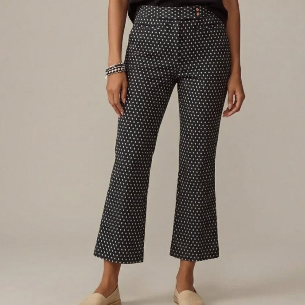 Anthropologie Cartonnier Charlie Crop Flare Pants Textured Boho Chic Retro 6